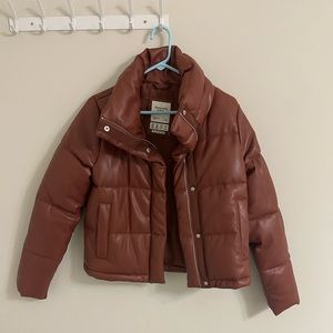 Abercrombie & Fitch Mini (Faux) Leather Puffer Coat